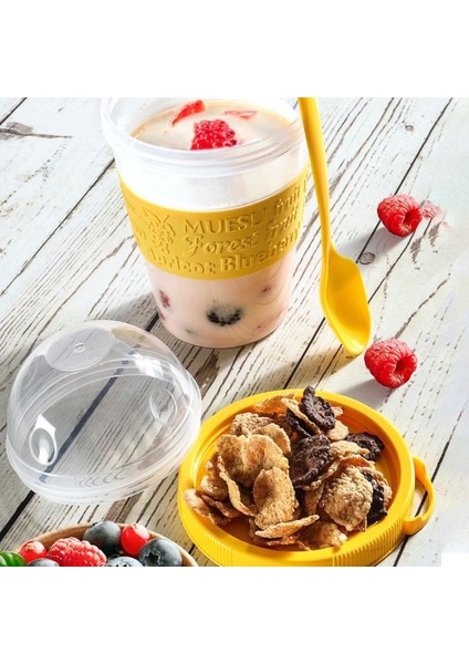Take & Go Kapaklı Kaşıklı Pratik Taşınabilir Meyveli Yoğurt Kabı