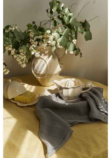 Alba Çizgili Füme Keten Fular fiyatları