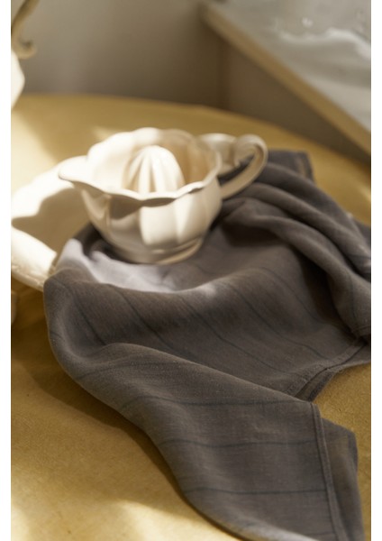 Alba Çizgili Füme Keten Fular modelleri