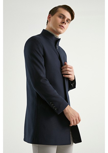 Slim Fit Lacivert Palto