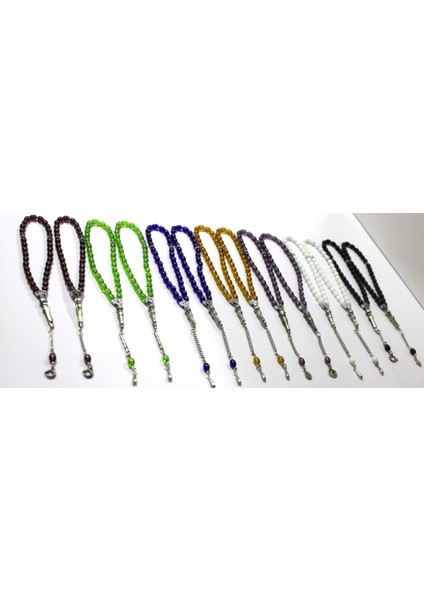 Oniks Taşı Karışık Renkler 14’lü Cam Tesbih Seti - Hediyelik Aksesuar & Bujiteri