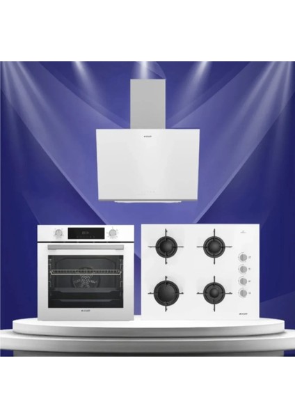 Beyaz Buhar Destekli Ankastre Set (DG)