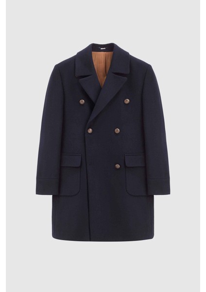 Ds Damat Regular Fit Lacivert Balıksırtı Denizci Metal Düğme Detaylı Kaşe Palto indirimleri