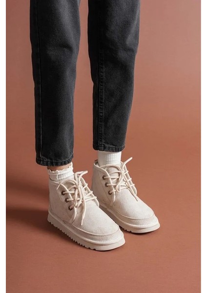 Süet Içi Kürklü Bağcıklı Alçak Taban Kadın Bot fiyatları