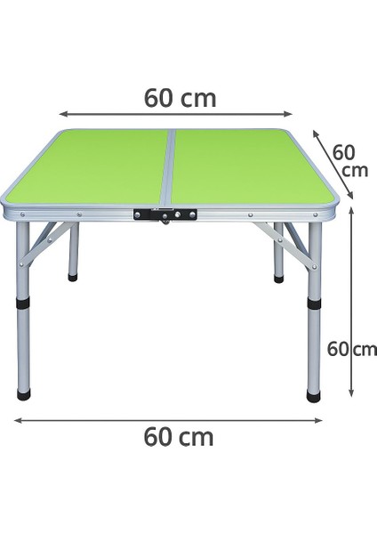 Export, Katlanabilir, Kamp Masası, Alüminyum, 60X60 Ölçü, Piknik Masası, Yeşil Renk fiyatları