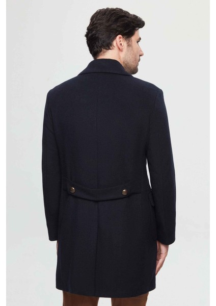 Ds Damat Regular Fit Lacivert Balıksırtı Denizci Metal Düğme Detaylı Kaşe Palto fırsatları