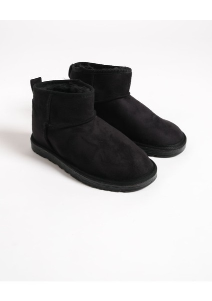 Jolıe Bağcıksız Düz Taban Içi Kürklü Kısa Süet Kadın Bot Sst - Siyah fırsatları