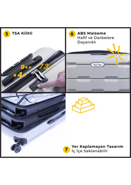 Moods Up Tsa Kilitli 20" Abs Gövdeli Valiz | Kabin Boy-Gümüş
