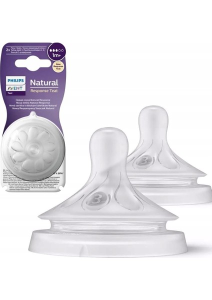 Philips Avent Natural Response 2'li Biberon Emziği, 3 Numara, 1 Ay+