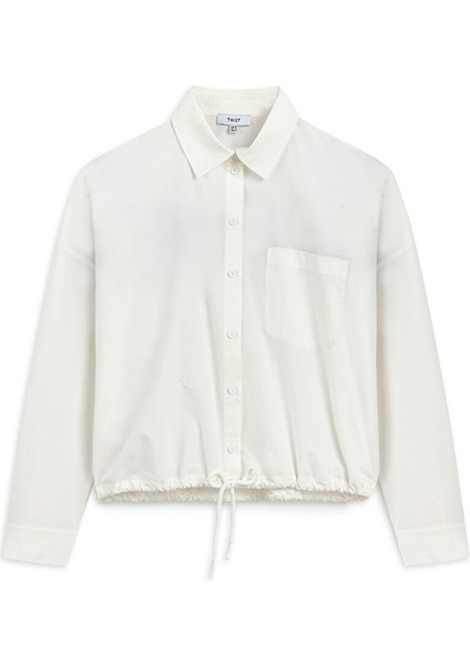 Slogan Şeritli Poplin Bluz TW6250006073018 indirimleri