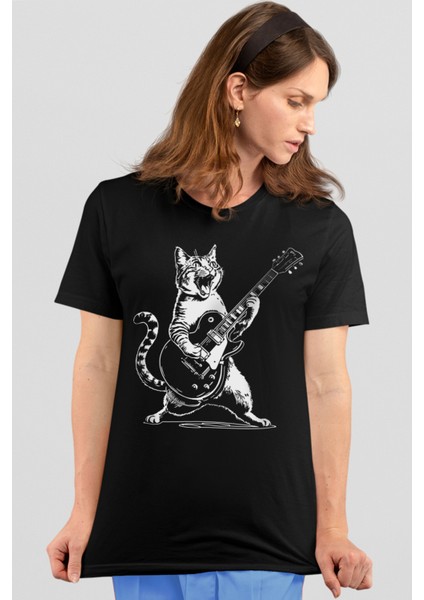 Sarman Rock Siyah Kısa Kollu Kadın T-Shirt