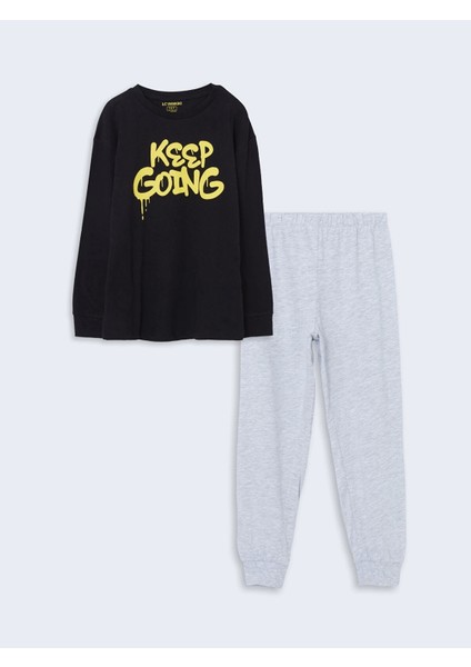 Lcw Kids Siyah Bisiklet Yaka Erkek Çocuk Pijama Takımı