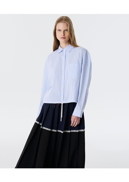 Slogan Şeritli Bluz TW6250006076089