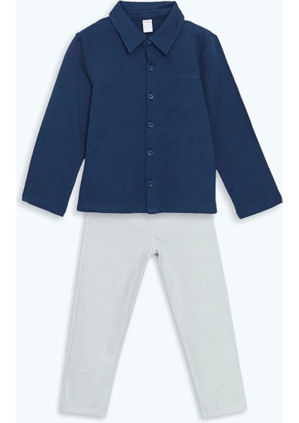Lcw Kids Indigo Basic Erkek Çocuk Gömlek ve Pantolon 2'li