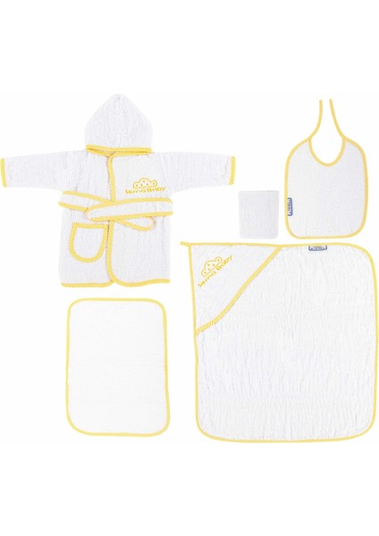 Sema Baby 5 Parça Bebek Bornoz Seti - Sarı