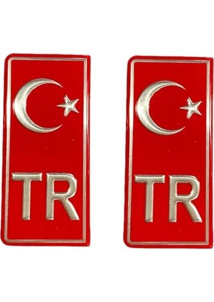 Fiat / Tofaş Şahin Uyumlu Plaka Tr Damla Etiket Türk Bayrağı 2'li / Tr Damla Sticker Su Geçirmez Solmaz 4,5 x 10 cm
