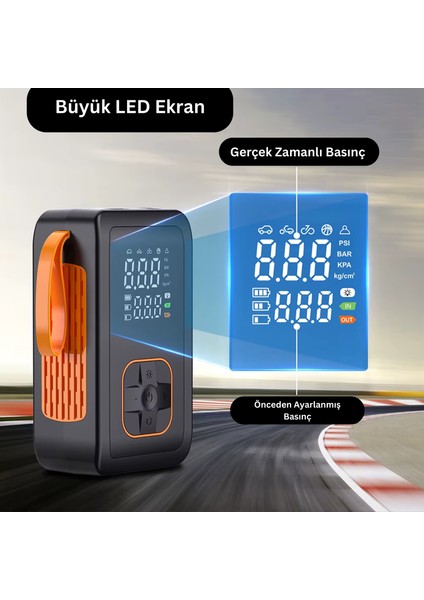 Şarjlı Powerbank Özellikli 150 Psi Lastikhava Kompresörü Hava Pompası indirimleri