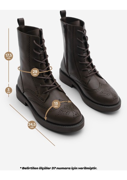 Kadın Bağcıklı Ve Fermuarlı Çiftyüz Günlük Postal Bot Lidan Kahve