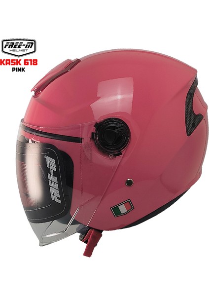 618 Güneş Vizörlü Açık Kask (Pembe)