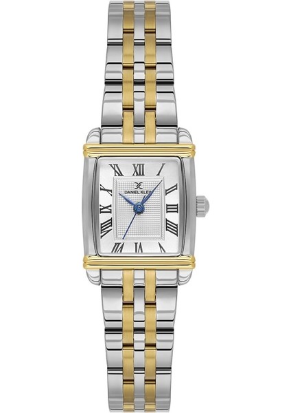 DK.1.14115-3 Dikdörtgen Kadran Romen Rakamlı 3 Atm Suya Dayanıklı Metalik-Altın Renk Kadın Kol Saati