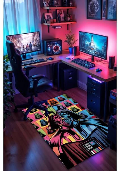 Star Wars Desenli Kaymaz Taban Makinede Yıkanabilir Gaming Oyuncu Gamer Genç Odası Halısı modelleri