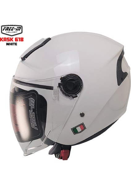 618 Güneş Vizörlü Açık Kask (Beyaz)