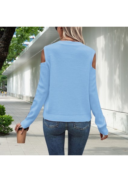 Kadın Bisiklet Yaka File Detaylı Saç Örgü Yürütme Desenli Omuz Detaylı Triko Kazak modelleri