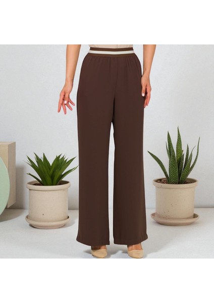 Kadın Beli Lastikli Bol Paça Pantolon