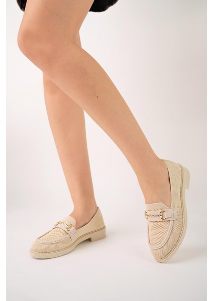 KB-021 Kuback Bej Triko G Toka Günlük Kadın Ayakkabı
