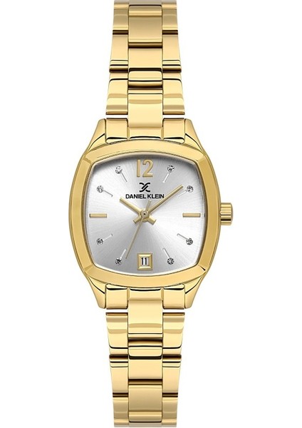 DK.1.13912-4 Kare Kadran Taşlı Tasarım 3 Atm Suya Dayanıklı Takvimli Altın Renk Kadın Kol Saati