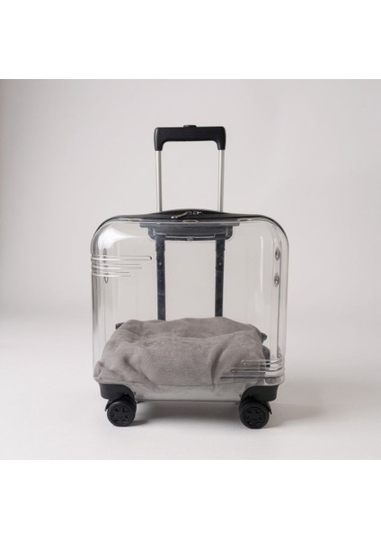 Şeffaf Renk Pet Kedi ve Köpek Taşımak Için Tekerlekli Seyahat Valizi Minderli