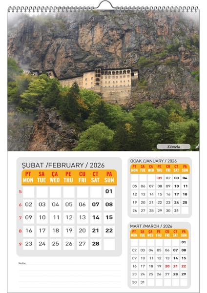 2026 Türkiye Manzaralı Duvar TAKVİMİ-33X48 Cm-Planlama Model Seçeneği Ile modelleri