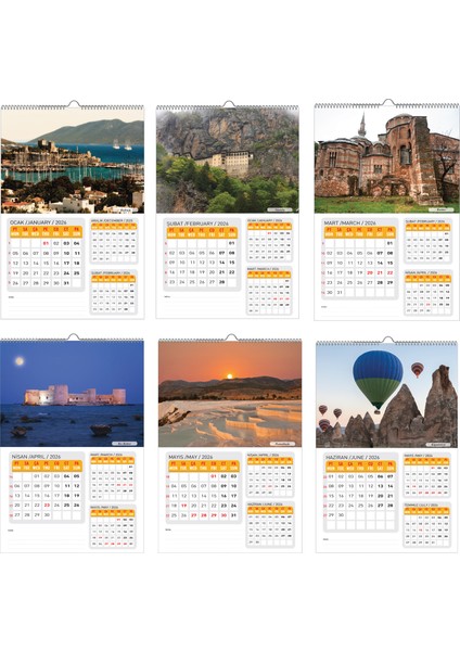 2026 Türkiye Manzaralı Duvar TAKVİMİ-33X48 Cm-Planlama Model Seçeneği Ile fırsatları