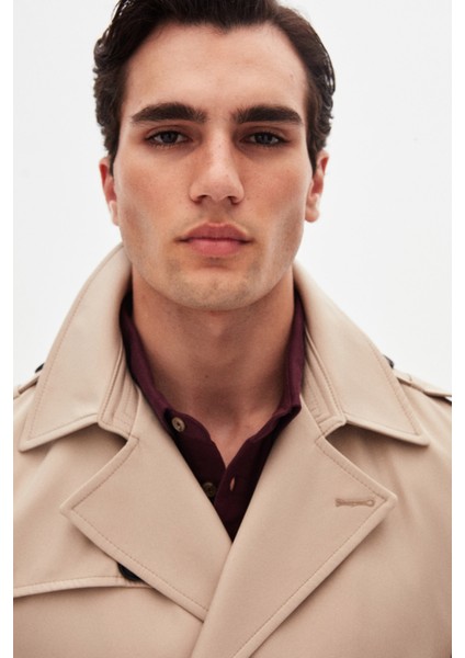 Ds Damat Regular Fit Koyu Bej Apoletli Beli Kemerli Pardösü/trenckot 1HF08ORT00013 fırsatları