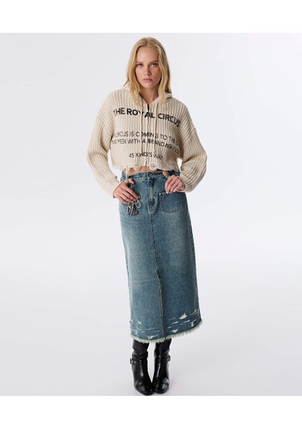 Slogan Baskılı Crop Hırka TW6250050167018 fiyatları