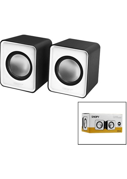 Snopy Sn-66 Beyaz USB 2.0 Multimedya 1+1 Hoparlör Speaker Set 6W