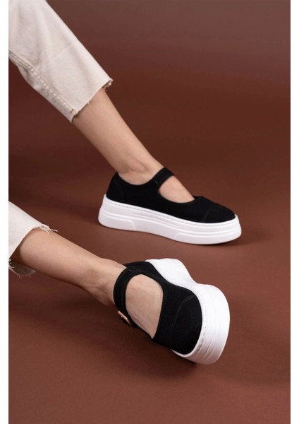 Lunni Siyah Keten Spor Ayakkabı modelleri