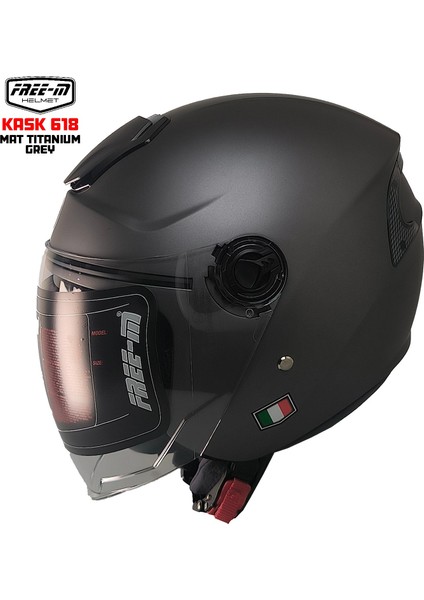 618 Güneş Vizörlü Açık Kask (Mat Tıtanyum)