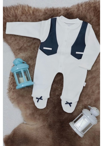 Sema Baby Pamuklu Bebek Tulum Seti 0-3 Ay - Smokin