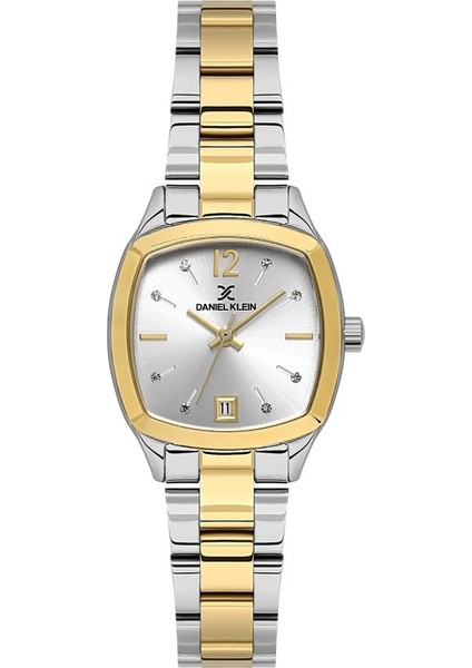 DK.1.13912-6 Kare Kadran Taşlı Tasarım 3 Atm Suya Dayanıklı Takvimli Metalik-Altın Renk Kadın Kol Saati