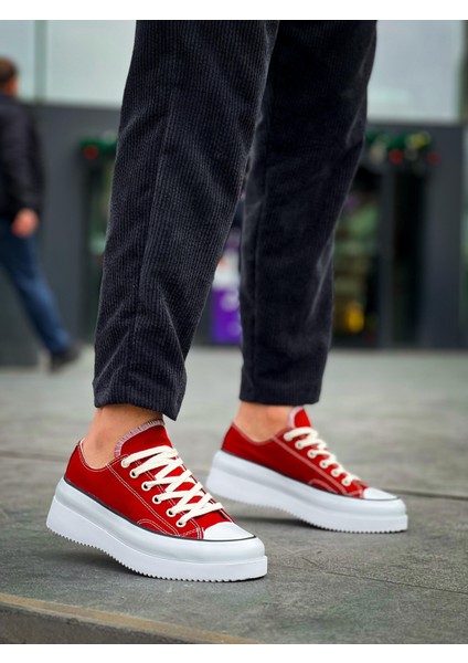 Kb-Cx-3 Kuback Kısa Bordo Keten Beyaz Yüksek Taban Spor Ayakkabı fiyatları