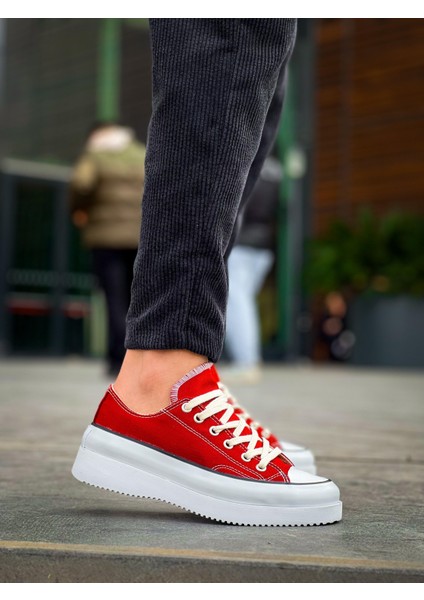 Kb-Cx-3 Kuback Kısa Bordo Keten Beyaz Yüksek Taban Spor Ayakkabı modelleri