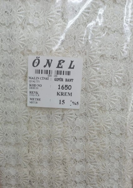Dantel Polyester Güpür Bant Krem 15 Metre En 6 cm ON-1650-KR