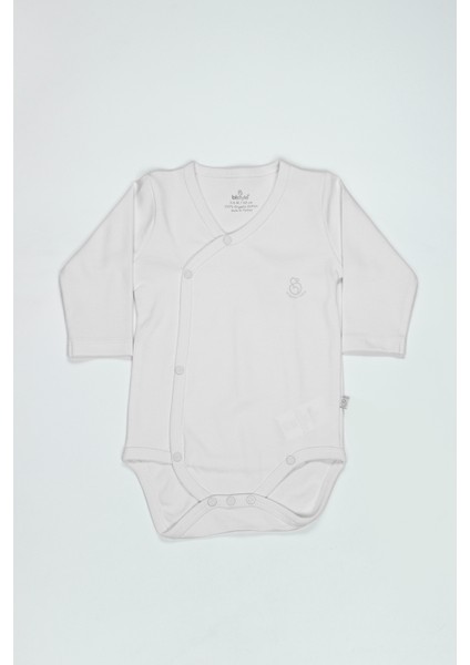 Bistyle Organik Natural Basic Style Kruvaze Uzun Kol Body BS17102 Beyaz