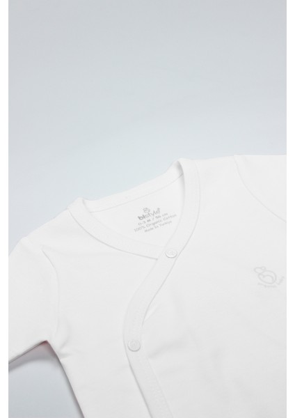 Bistyle Organik Natural Basic Style Kruvaze Uzun Kol Body BS17102 Beyaz fiyatları