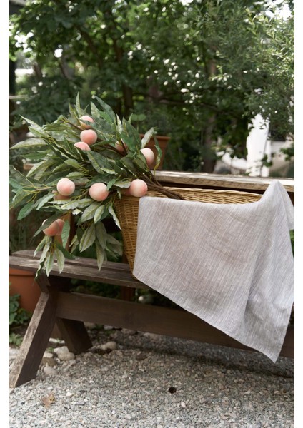 Peony Çizgi Detay Füme Keten Fular modelleri