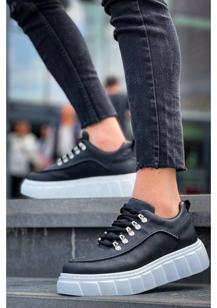 KB-X10 Kuback Siyah Cilt Beyaz Yüksek Taban Günlük Spor Ayakkabı fiyatları