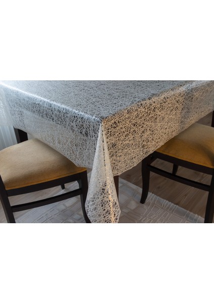 Decorecor Lüks Silinebilir Hijyenik Iplik Desen Şeffaf Kaplama Pvc Muşamba Masa Örtüsü 033-D modelleri