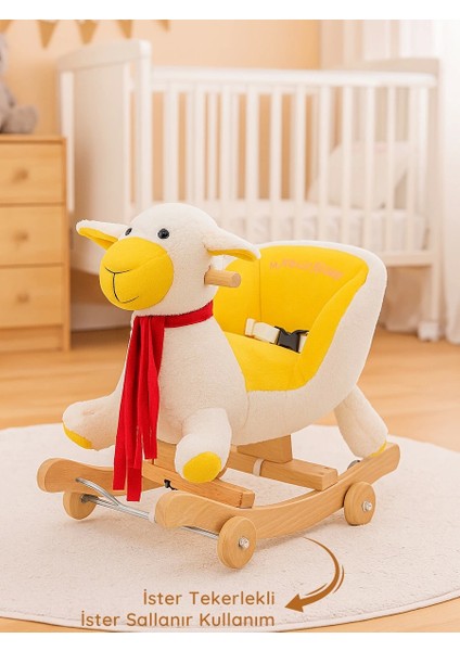 Tekerlekli ve Sallanan Peluş Kuzu Oyuncak