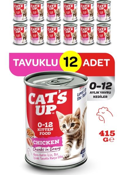 Cats Up Yaş Yavru Kedi Maması Tavuklu 415GR 12LI